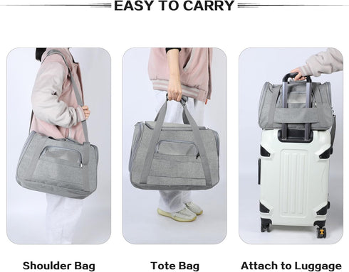 17.0" 10.0" 11.0" FluffyDream Pet Travel Carrier Soft Sided Portable Bag for Cats, Small Dogs, Kittens or Puppies