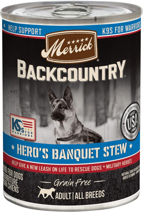 Merrick Backcountry Grain Free Premium Canned Wet Dog Food, Soft And Healthy