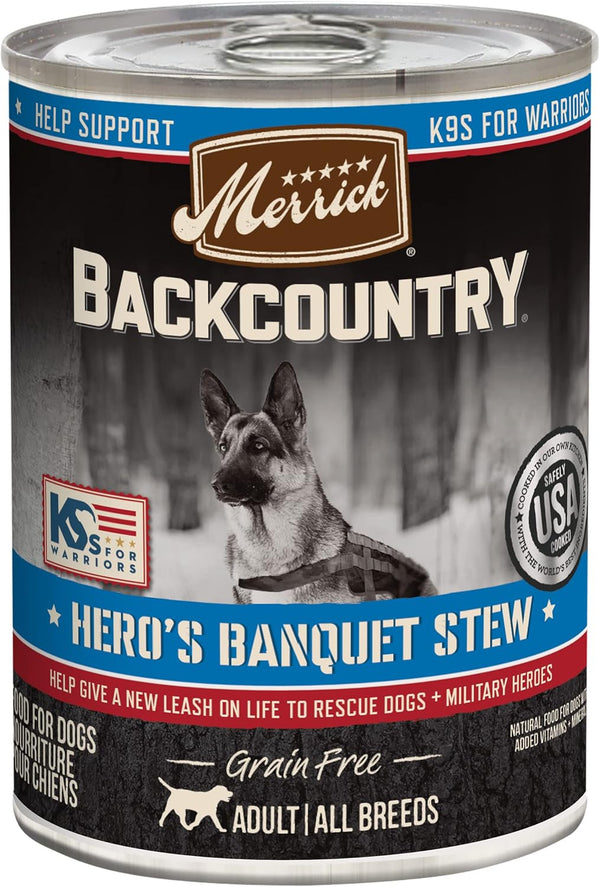 Merrick Backcountry Grain Free Premium Canned Wet Dog Food, Soft And Healthy