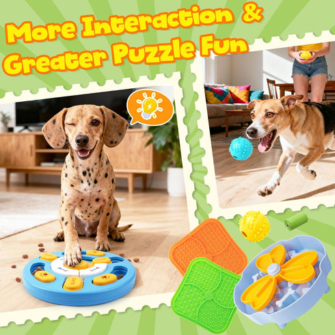 10-Pack Set Forfon Curated Dog Puzzle Toys for Boredom and Mental Stimulation, Enrichment Toy with Slow Feeder Bowl