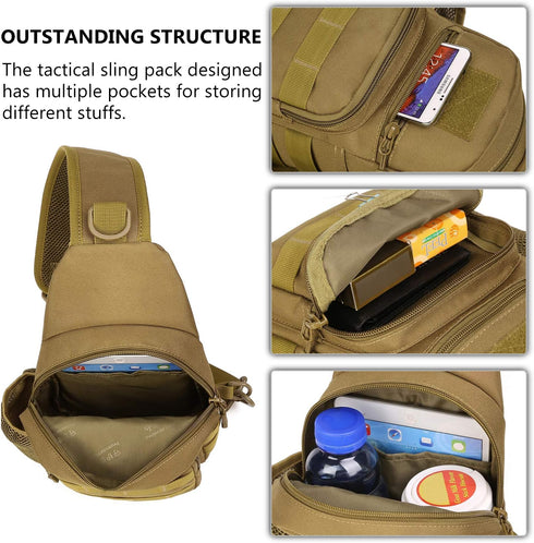 Pack Backpack Daypack Protector Plus Tactical Sling Bag Military MOLLE Crossbody Chest Shoulder with Water Bottle