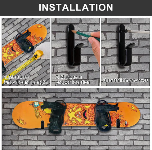 Horizontal Snowboard Wall Mount Clips, Snowboard Display Stand for Room and Garage