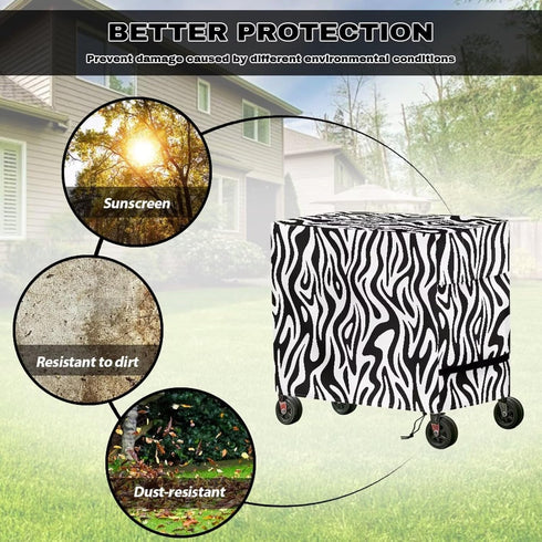 Puxucrazy Ice Chest Cover Zebra Print Cooler Cart Cover Dust-Resistant Patio Cooler Covers for Rolling Cart Coolers
