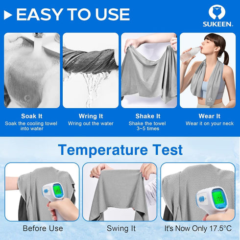 More(40x 12) Sukeen Cooling Towel,Instant Evaporative Cooling for Sports,Yoga,Golf,Gym,Neck,Workout