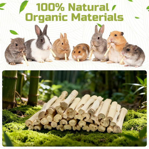 StyEdEk 430g Chinchilla, Natural Sweet Bamboo Chew Toys Chew Sticks Bamboo Sticks Teething Toy for Rabbit, Bunny