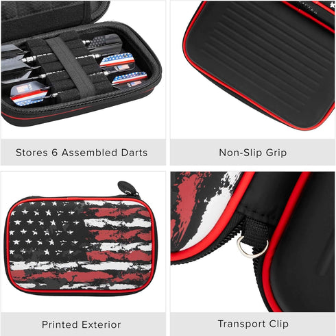 Sentinel 6 Dart Case - Holds Extra Accessories, Tips, Shafts and Flights, Compatible with Steel Tip and Soft Tip Darts,