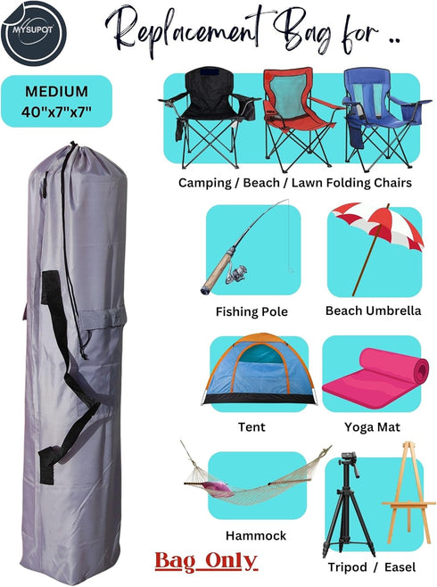 40"x7"x7" Hammock, 420D (Gray, M) Replacement Bag for Folding Camping Chair, Camp Chairs, Yoga Mat, Beach Chair