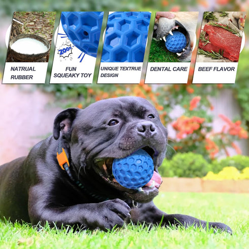 Dog Squeaky Balls, 2 Pack Indestructible Dog Toys for Aggressive Chewers Large Medium Breed, Durable Tough Chew Toys for Dogs, Natural Rubber Dog Balls Interactive Dog Toy