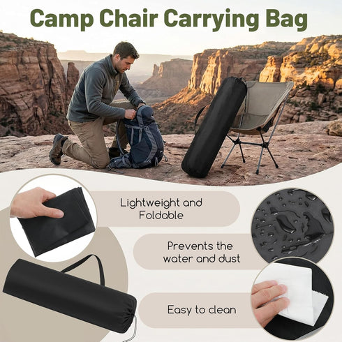 Nogeqi 80x20cm/31.5x7.87in Camping Chair Bag Replacement, Black Portable Folding Chair Bag with Shoulder Strap