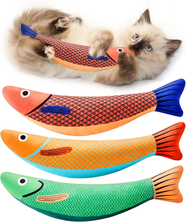 Potaroma Cat Toys Saury Fish, 3 Pack, Catnip Crinkle Sound, Soft and
