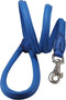 Dogs My Love 4ft Long Round Genuine Rolled Leather Dog Leash, Blue (Large: 1/2")