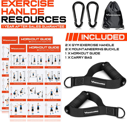 Gym Exercise Handles for Cable Machine Pulleys, Resistance Band, and Strength Trainer Accessories