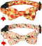 ADOGGYGO Fall Dog Collar with Bow - Adjustable Thanksgiving Collars with Removable Bowtie for Small Medium Large Dogs