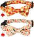 ADOGGYGO Fall Dog Collar with Bow - Adjustable Thanksgiving Collars with Removable Bowtie for Small Medium Large Dogs