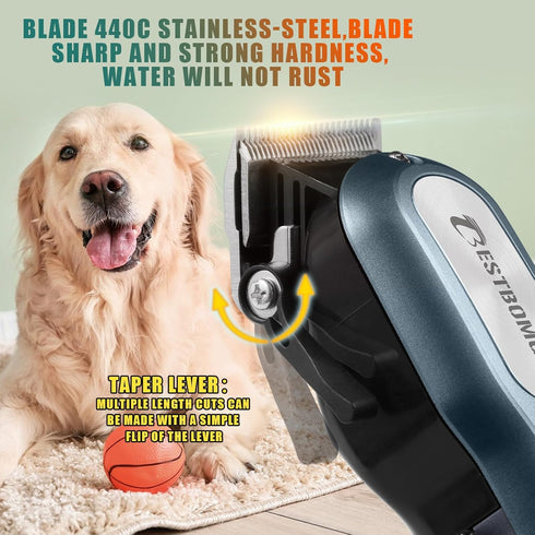 BESTBOMG Professional Dog Grooming Clippers, Low Noise, High Power, Cordless Pet Shaver for Small & Large Dogs