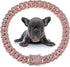 LEIFIDE Dog Cat Chain Collar, Diamond Collar 12 mm Wide for Cat Metal Small Dog, Pet Crystal Necklace Accessories (Rose