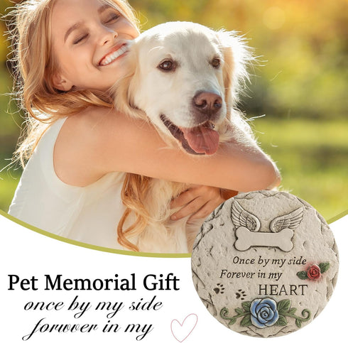 Pet Memorial Stone for Loss Dog or Cat, Sympathy Bereavement Gifts, Pet Grave Markers with Paw Prints