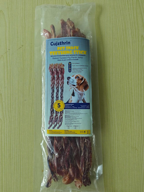 Cujzthrin Grass-Fed Pork Penis Dog Treats, Single-Ingredient, High-Protein Dental Chews for Clean Teeth,