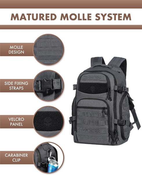Tactical Laptop Backpack for Men, Military Backpack in Grey