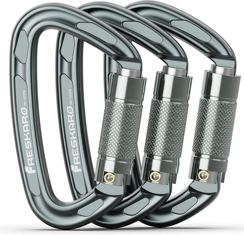FresKaro 4inches Climbing Carabiners, 25kN-5621lbs, UIAA CE Certified, Twist Auto Locking, Lightweight Rust Proof,