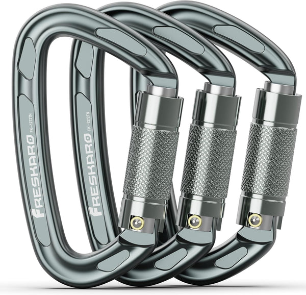 FresKaro 4inches Climbing Carabiners, 25kN-5621lbs, UIAA CE Certified, Twist Auto Locking, Lightweight Rust Proof,