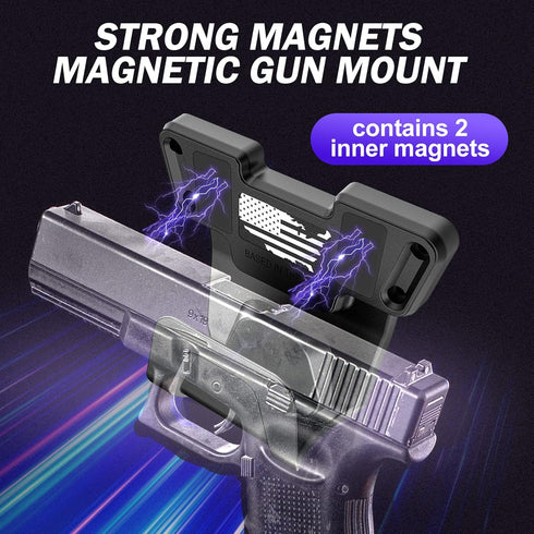 Upgrade Gun Magnet Mount with Safety Trigger Guard for Most Guns, Magnetic Holder for Car, Walls, Safe