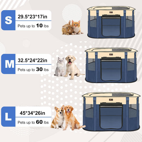 Dog Playpen, Pet Playpen, Foldable Kitten cage Puppy Play Pen, Portable Dog Kennel Tent Crate, Indoor Outdoor Travel