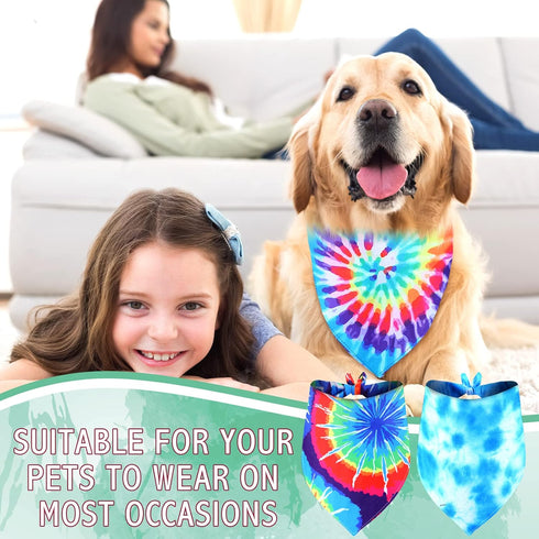 30 Pack Summer 30 Silkfly Spring Tie Dye Dog Bandanas, Bulk Dog Bandana for Dogs, Washable Rainbow Triangle Pet