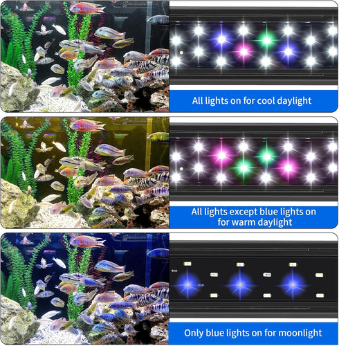 AQUANEAT LED Light for 24 to 30 Inch Aquarium, Auto On Off Timer, Full Spectrum, Adjustable Brightness, Daylight Mode