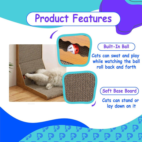 L Shape Cat Scratch Large Pad, Wall Mounted Durable Cardboard Scratcher for Indoor Cats, Catnip Included
