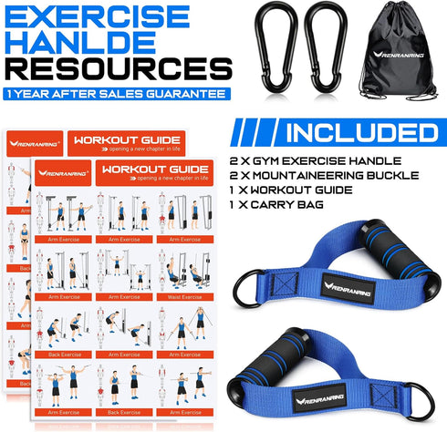 RENRANRING Gym Exercise Handles, Replacement Handle Attachments for Cable Machine Pulleys, Resistance Band and Strength