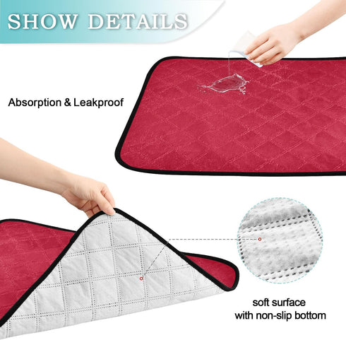 YEGAME Red Solid Color Washable Pee Pads for Dogs Cats, Reusable Puppy Pads Absorbent Non-Slip Waterproof Pet Training