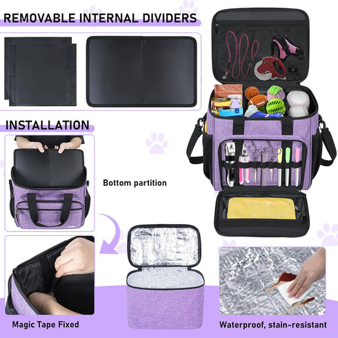 GMAK Pet Grooming Bag, Dog Grooming Tote Bags Supplies Organizer Case Pets Tools Organizer Tote for Dog Cat Grooming