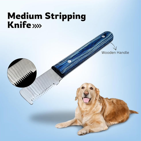 6-Piece Set Professional Dog Grooming Stripping Knife Kit Pet Grooming Tool with Stainless Steel Blades & Wooden