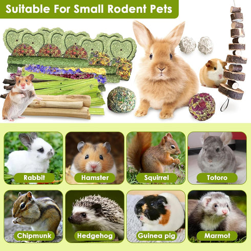 70Pcs Chinchilla, Rabbit Toys For Bunnies Boredom,Bunny Toys,Bunny Treats for Rabbits Bunny Toys for Teeth, Papaya