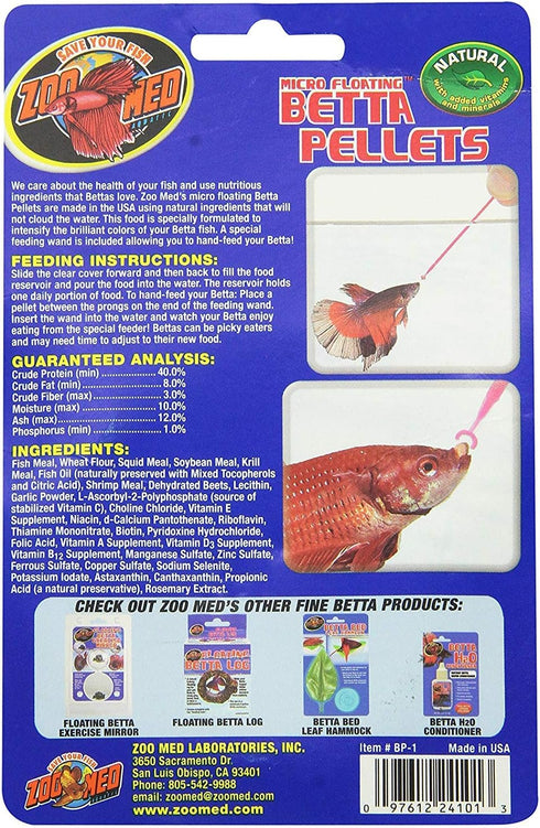 Zoo Med Laboratories AZMBP1 Betta Micro Pellet Food, 0.12-Ounce