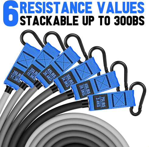 Heavy Resistance Bands Set for Working Out, 300lbs Fitness Bands with Handles, Door Anchor, Home Gym Equipment