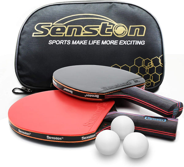 Senston Professional Table Tennis Paddles Set of 2, Advance Intermediate Ping Pong Paddles with Carry Case