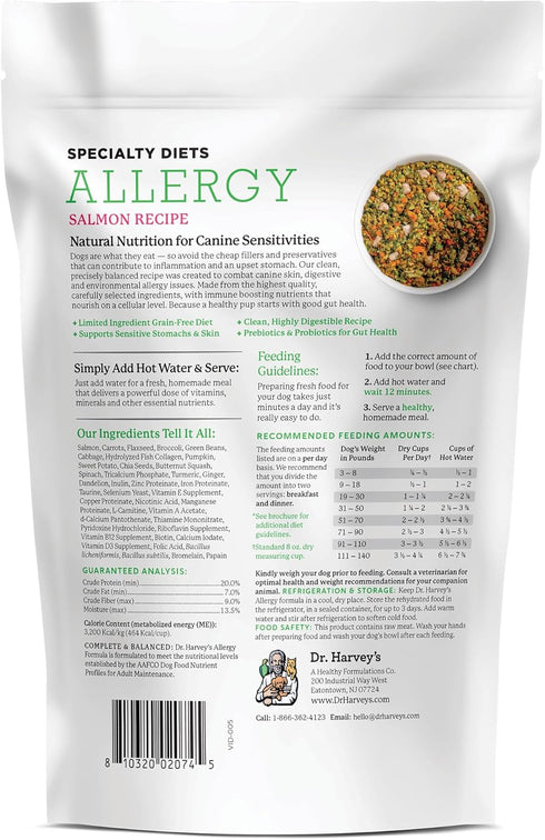 Dr. Harvey's Specialty Diet Allergy Salmon Recipe, Human Grade Dog Food for Dogs with Sensitivities, Trial Size (5.5 Oz)
