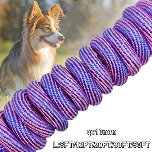 BTINESFUL Dog Tie-Out Long Tether Rope Leash, 8ft/12ft/20ft/30ft/50ft/75ft for Large Medium Small Dogs, Outdoor