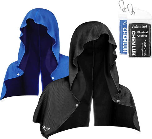 CHEMLUK 2 Packs Cooling Hoodie Towel: Cooling Towels for Neck and Face, Quick-Dry