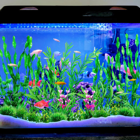 25pcs Green Fish Tank Decor, Aquarium Plants, Artificial Plants, Fish Tank Accessories, Small to Large