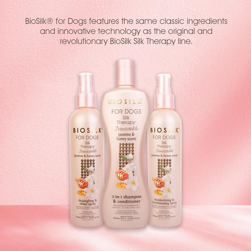 2-in-1 8 12 oz BioSilk for Dogs Silk Therapy Irresistible Shampoo and Conditioner, Jasmine and Honey Scent, Hydrolyzed