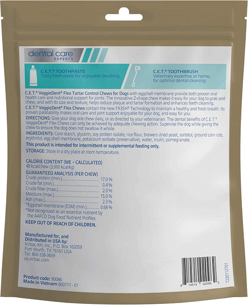 Virbac C.E.T. VEGGIEDENT Flex Tartar Control Chews for Small Dogs