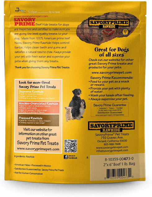 Savory Prime 1-Pound Rawhide Chips Beef