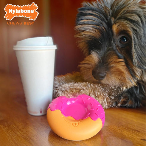 Nylabone Power Chew Donut Dog Chew Toy, Durable Bacon Glazed Flavor for Aggressive Chewers