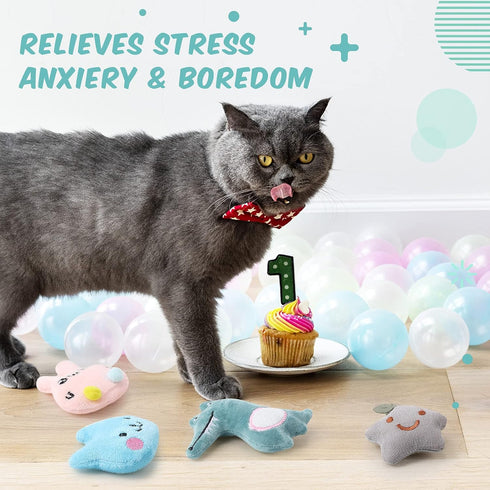 Gejoy 20 Pieces Catnip Toys for Indoor Cat Plush Kitten Cat Chew Toys Catnip Kitten Entertaining Interactive