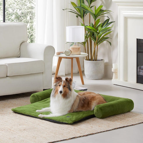 Allisandro Calming Dog Bed Mat, Anti-Slip Couch Cover for Dogs, Washable Waterproof Furniture Protector, 32x30x5 Green
