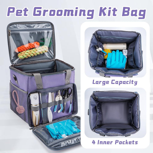SMYV Pet Grooming Bag for Dog Grooming Supplies, Dog Tote Travel Bag for Pets Grooming Tools Kit Accessories - Light