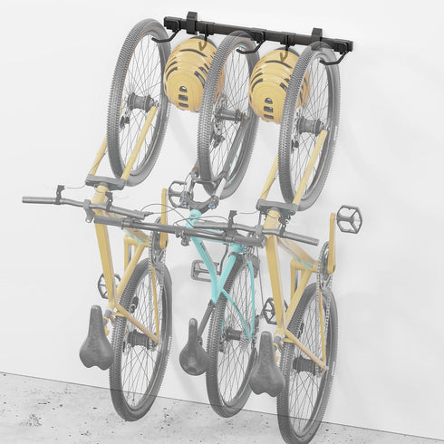 monTEK Enhanced Bike Storage Rack, Adjustable 3-Bike and 2-Helmet Hangers for Indoor Storage